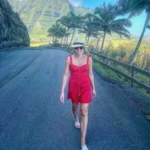 Song of Style Red Mini Dress with Shoulder Ties